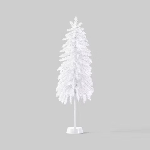 WONDERSHOP NWT pre-lit slim white tinsel alpine fir faux Christmas tree 4’ - Picture 3 of 8
